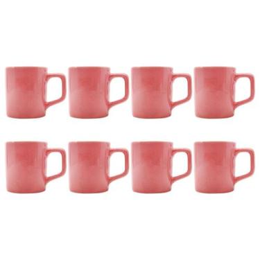 Imagem de Jogo 8 Xícaras Café Cerâmica Colors 80mL Rosa Vibrante - ECOS, Colors