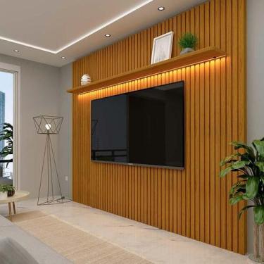 Imagem de Painel Ripado 230x250 Com LED Para TV 85 Polegadas Nobre Gelius Natura