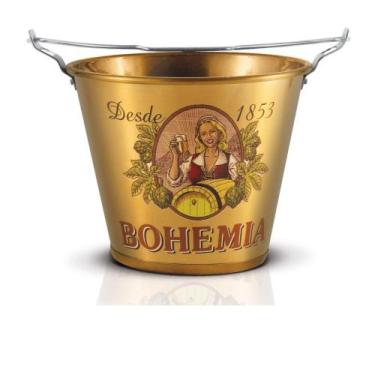Imagem de Balde Gelo Cerveja Bohemia Retro 6l Original Dourado Adega - Alumiart