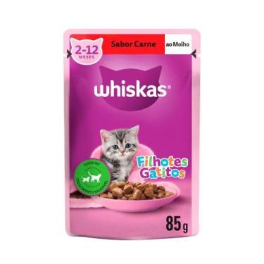 Imagem de Ração para Gato Whiskas Filhote Sachê Carnes 85g - Embalagem com 20 Un