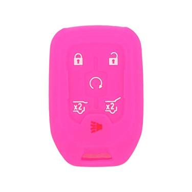 Imagem de SEGADEN Capa protetora de silicone, capa protetora, capa protetora compatível com Chevrolet GMC 6 botões controle remoto chaveiro CV4617 rosa