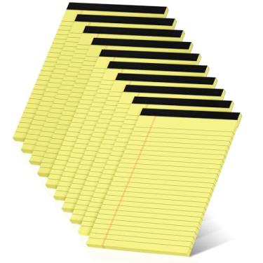 Imagem de Pacote com 10 blocos de notas amarelos, 12 x 20 cm, blocos de anotações para trabalho, bloco de notas perfurado pautado para faculdade, bloco de notas de mesa com painel de estudo, 30 folhas por bloco