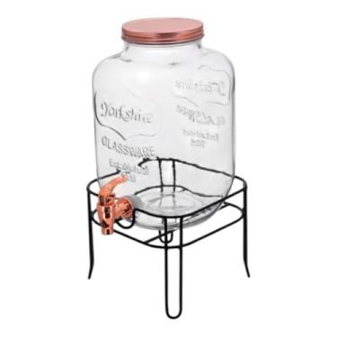 Imagem de Refresqueira Suqueira de Vidro com Suporte, 5 Litros, Vidro e Metal