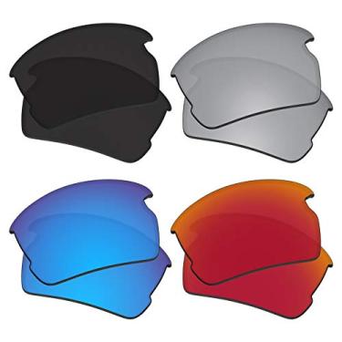 Imagem de 4 pares de lentes de reposição para óculos de sol Oakley Flak 2.0 polarizados - preto escuro e prata espelhado azul e vermelho espelhado, Preto, prata, azul e vermelho, 0