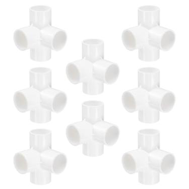 Imagem de HARFINGTON 8 peças de acessórios para tubos de PVC de 4 vias, conector de tubo de cotovelo de 3,5 cm, grau de construção, acoplamento de tubulação de 90 graus, acessórios de cotovelo para esgoto,