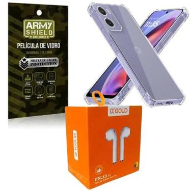Imagem de Kit Capinha AntiShock P/ Moto G75 + Fone Bluetooth + Pelicula 3D - Arm