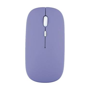 Imagem de Mouse Bluetooth sem fio, design fino e leve, com clique silencioso Mouse Bluetooth recarregável USB Conexão universal de 2,4 GHz adequado para laptops e desktops (cinza lavanda)