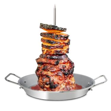 Imagem de Dallden Espeto Vertical para Grill-Al Pastor Espeto Rotisserie Vertical Suporte de Espeto Vertical para Tacos Al Pastor, Shawarma, Gyros- Acessório para Grelhar Churrasco com 3 Pontas Removíveis(8 ”,