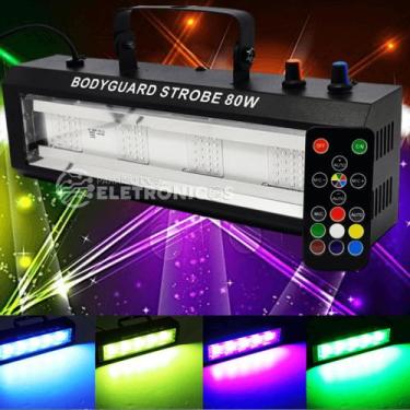 Imagem de Canhão Strobo RGB Color Rítmico 80w Com Controle Bares, Baladas, Anive