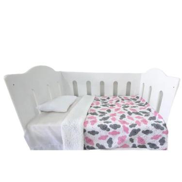 Imagem de Coberdrom Para Bebê Edredom Com Sherpa Para Berço Nuvem Rosa - LuckBab