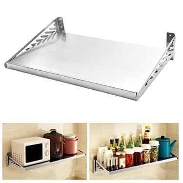 Imagem de Suporte para forno de micro-ondas pendurado na parede, painel removível, suporte de cozinha de aço inoxidável, suporte de panela pendurada, organizador de armazenamento de forno, suporte de forno de