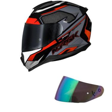 Imagem de Capacete Norisk Razor Speed Max Cinza e Laranja Mais Viseira Camaleão,