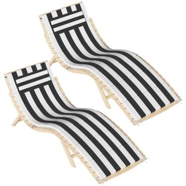 Imagem de 2 peças de almofada para espreguiçadeira ao ar livre, almofada dobrável para cadeira de descanso com encosto de cabeça, resistente a intempéries e desbotamento, almofada de substituição para móveis de