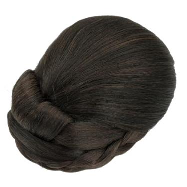 Imagem de IMISSU Cobertura de cabelo trançado chignon dançarina rosquinha pedaços de cabelo scrunchies coque de cabelo peruca grampos updo (M2 Chocolate marrom)