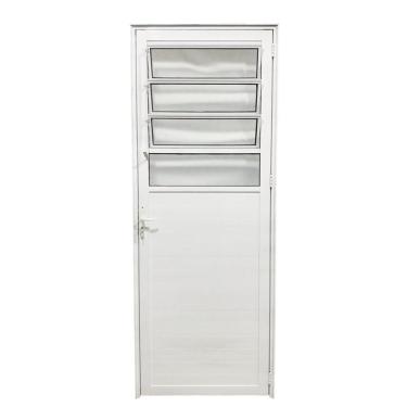 Imagem de Porta Basculante Lambril De Alumínio 210 X 90cm Linha 25 Lado Direito Esquadrias Bergamo Branco
