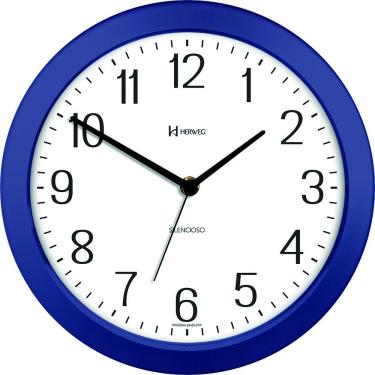 Imagem de Relógio De Parede Herweg 660043 Silencioso 26cm Azul