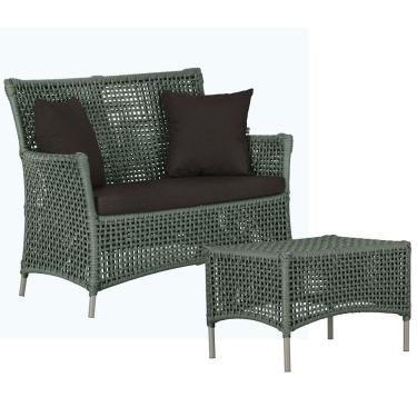 Imagem de 1 Sofá E Mesa Centro Igapó Alumínio Corda Náutica E9 Trama Verde