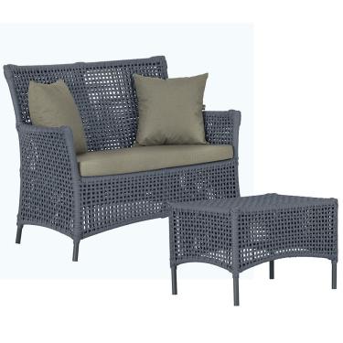 Imagem de 1 Sofá E Mesa Igapó Alumínio Preta Corda Náutica E8 Trama Prata