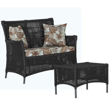 Imagem de 1 Sofá E Mesa Igapó Alumínio Preta Corda Náutica E6 Trama Preto