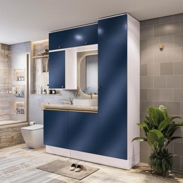 Imagem de Conjunto Para Banheiro Kappesberg Celeste 6 Peças Branco/azul 170cm