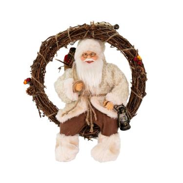 Imagem de Enfeite Guirlanda Natalina Papai Noel Pendente De Porta 33cm