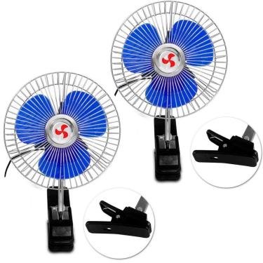 Imagem de Kit 2 Mini Ventilador Veicular Carro Ônibus Caminhão De 15cm