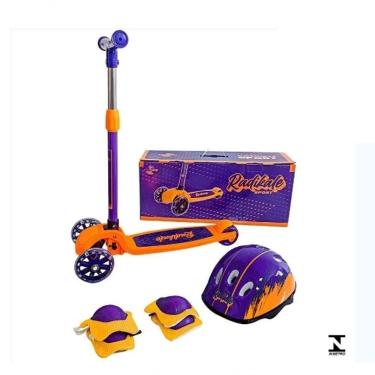 Imagem de Patinete Sport Laranja Roxo + Kit Proteção