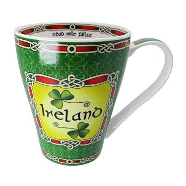 Imagem de Royal Tara Caneca de cerâmica verde Irlanda design trevo irlandês trevo 4 folhas bebidas quentes presente de inauguração utensílios de cozinha