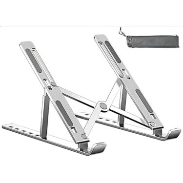 Imagem de Suporte De Notebook De Alumínio Ajustável Para Notebook De 6 Ângulos Ajustável De Alumínio Dobrável E Ergonômico Para Desktop Portátil Compatível Com Macbook, Ipad, Hp, Dell, Lenovo 10-17 Polegadas