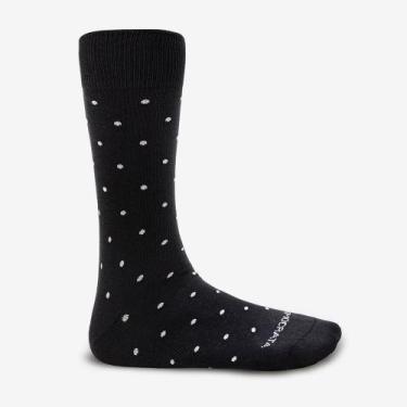 Imagem de Meia Feminina Cano Longo Algodão Poliamida Preta Poá 33/38 - Democrata