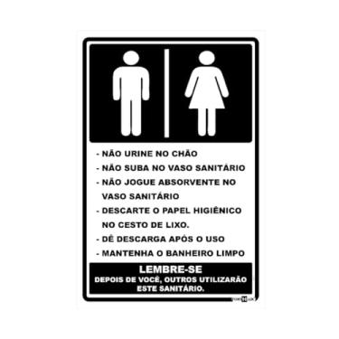 Imagem de Placa de Sinalização Higiene Regras Utilização Banheiro Unissex 10x15 (Regra Banheiro Unissex 10x15)