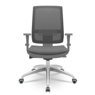 Imagem de Cadeira Brizza Diretor Grafite Tela Preta com Assento Poliester Cinza 