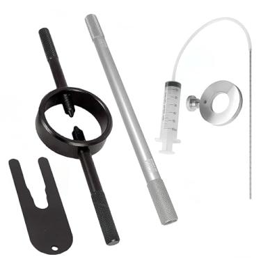 Imagem de Kit de ferramentas de serviço de garfo de motocicleta, conjunto de ferramentas de manutenção de garfo inclui ferramenta de nível de óleo de garfo ferramenta compressor de mola e ferramenta de