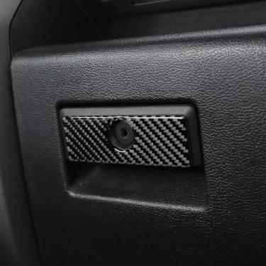 Imagem de BETTERHUMZ Guarnição da tampa do interruptor do porta-luvas compatível com Ford F150 Raptor 2015-2020 Consoles centrais de fibra de carbono adesivo decorativo acessórios interiores de carro (preto)