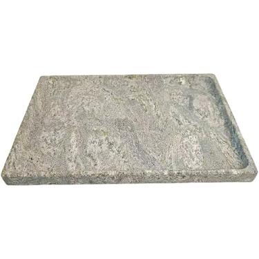 Imagem de Bandeja grande de granito de pedra 30,5 x 20,3 cm - Organizador retangular antiderrapante com borda ranhurada, coletor vintage para banheiro, cozinha, entrada e quarto (verde imperial)