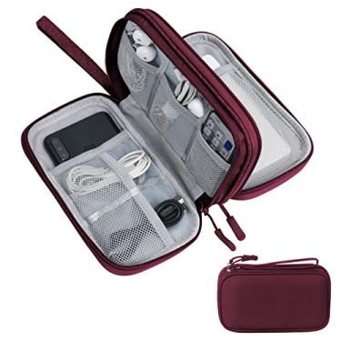 Imagem de Skycase Organizador de cabos de viagem, estojos de acessórios eletrônicos grandes, bolsa de armazenamento multifuncional, bolsa de transporte [à prova d'água] para cabo de dados USB, fio de fone de ouvido, carregador portátil, telefone, vinho tinto