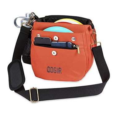 Imagem de QOGIR Bolsa de golfe de disco leve: Bolsa de golfe durável Frisbee com capacidade de 8+ discos, bolsa de golfe de discos introdutórios, comporta garrafa de água e acessórios, ótimo para iniciantes e golfe de disco casual (laranja)