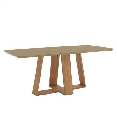 Imagem de Mesa de Jantar Lins 200 cm Canto Arredondado com Vidro Nature– Henn
