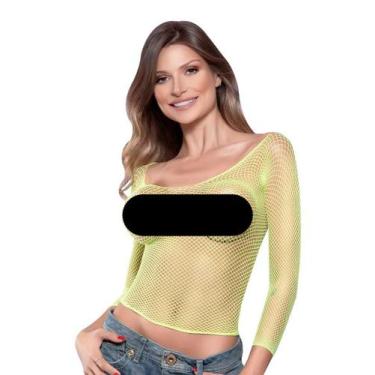 Imagem de Cropped Arrastão Manga Longa Blusinha  - Y.Lingerie, Verde neon, Único
