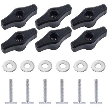 Imagem de Happara Pacote com 6 kit de manípulos de trilho T, 6 botões, parafusos e arruelas rosqueados de 1/4-20, parafusos de trilho T, acessórios de trilho para gabaritos e luminárias de marcenaria (6)