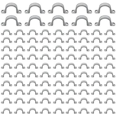 Imagem de 100 peças de tiras de plástico com dois furos de 1,9 cm, braçadeira de conduíte não metálica de PVC para suporte a conduítes rígidos não metálicos, cabos, mangueiras de borracha, etc. para superfícies de madeira ou alvenaria, listado pela UL