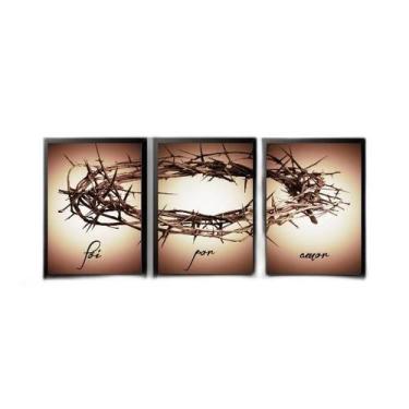 Imagem de Kit 3 Quadros Decorativos Coroa De Espinhos 33X24Cm Preta - Quadros On