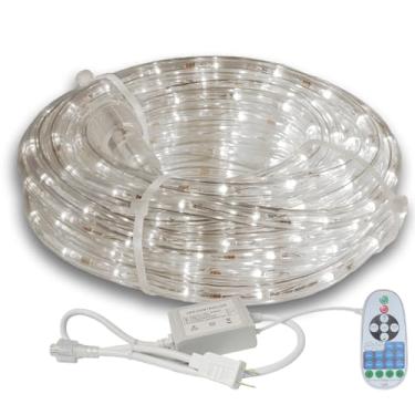 Imagem de Luzes LED de corda de 8 m ao ar livre com controle remoto, 300 luzes de tubo flexível conectáveis de LED com 8 modos, 10 de brilho, iluminação de corda à prova d'água para jardim, pátio, piscina