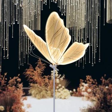 Imagem de CAMINI Luminária de chão LED borboleta criativa, adereços de decoração românticos para casamento, Natal (60 cm/23,6 pol, quente, 1 peça)