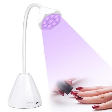 Imagem de Lâmpada de LED UV recarregável de 27 W mini luz UV para extensão de unhas de gel X, secador de unhas portátil sem fio, lâmpada de cura de polimento de pescoço de ganso rotativa de 360° com 2