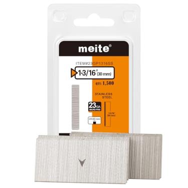 Imagem de meite Pregos de pino de calibre 23, pregos de pino sem cabeça de aço inoxidável 304 de 3,5 cm - pregos micro 23GA para pistola de pregos para aparar, artesanato e marcenaria (1.500 unidades)