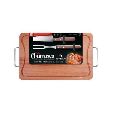 Imagem de Kit Churrasco Com Tábua Garfo E Faca - Stolf 39x25