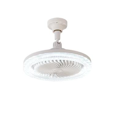 Imagem de Souxgjey Ventilador de teto pequeno com luzes, ventiladores de teto modernos de cristal de 25,4 cm ajustáveis 3 cores temperatura E27 ventiladores de teto LED para banheiro/quarto/garagem/quarto
