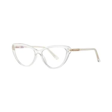 Imagem de Óculos anti-luz azul para mulheres Comouter armação de óculos estilo gatinho feminino (transparente)