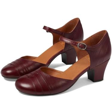 Imagem de MOOMMO Sapatos femininos vintage salto baixo grosso Mary Jane escarpim bico redondo fechado recorte sandálias vestido tira no tornozelo 5 cm salto bloco Mary Janes sapato social arco-íris patchwork